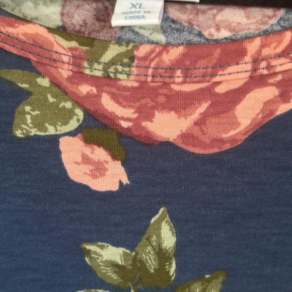 Floral Blue Dress with Pink Roses XL NEW with tags! LuLaRoe Carly Swing Dress - Picture 3 of 4